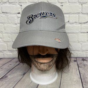 Brewers Baseball Hat Cap Strap Back Gray Coors Light Beer Brew MLB Embroidered